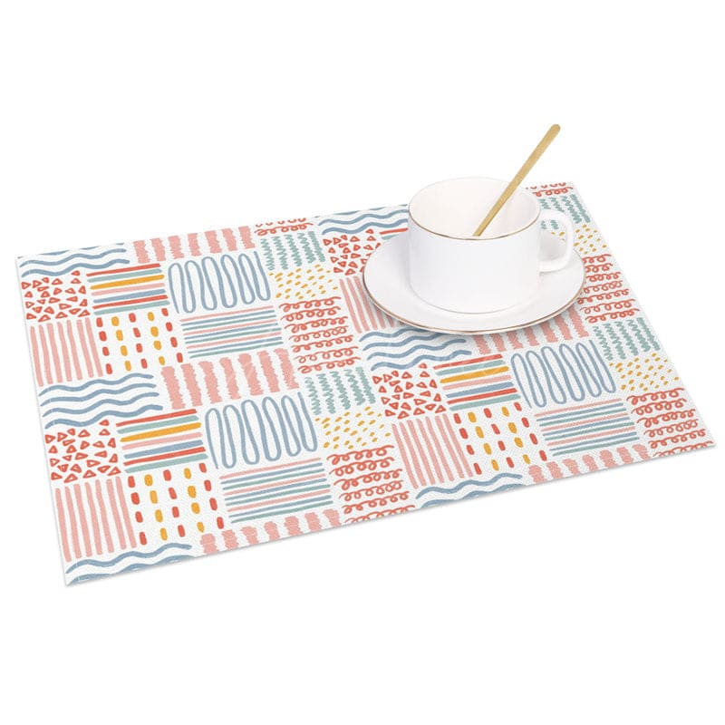 Aperturee - Aperturee Different Line Geometries Pattern Set of 4 Placemats