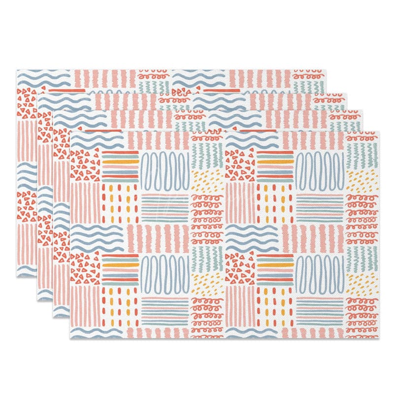 Aperturee - Aperturee Different Line Geometries Pattern Set of 4 Placemats