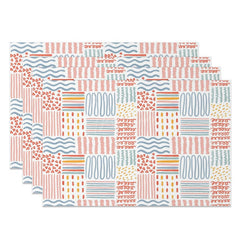 Aperturee - Aperturee Different Line Geometries Pattern Set of 4 Placemats