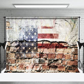 Aperturee - Aperturee Dilapidated Graffiti Wall American Flag Backdrop