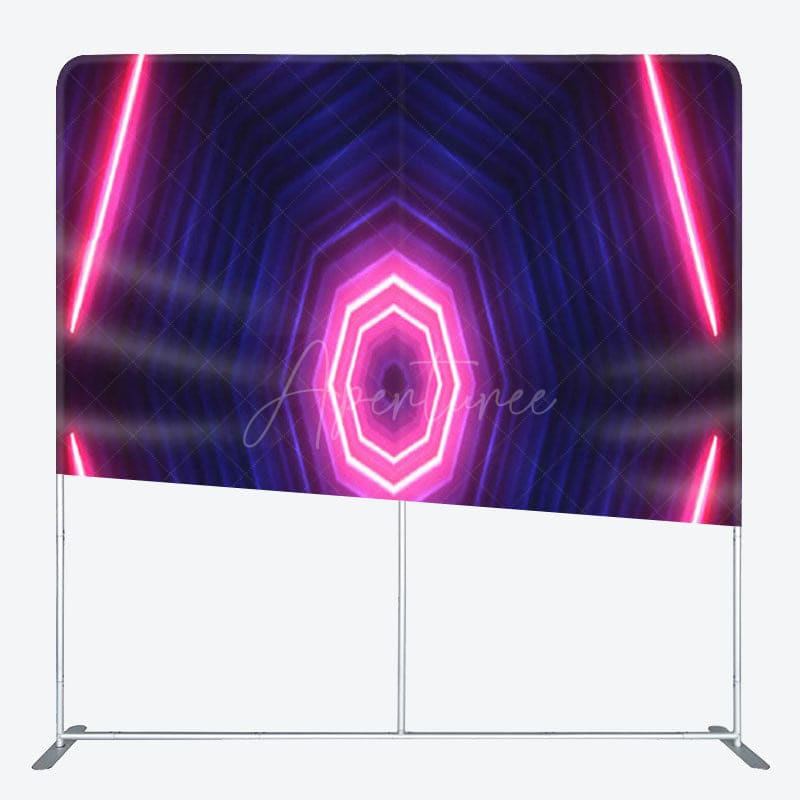 Aperturee - Aperturee Dim Dark Blue Pink Neon Light Octagon Tunnel Backdrop