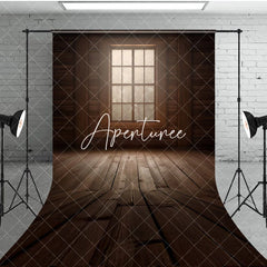 Aperturee - Aperturee Dim Vintage Wooden Cabin Window Photo Sweep Backdrop