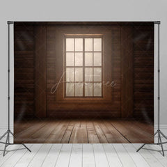 Aperturee - Aperturee Dim Vintage Wooden Cabin Window Photography Backdrop