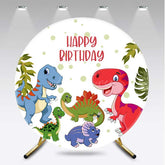 Aperturee Aperturee Dinosaur Green Dots Round Birthday Backdrop For Boy