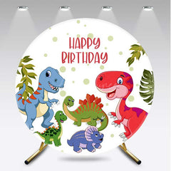 Aperturee Aperturee Dinosaur Green Dots Round Birthday Backdrop For Boy