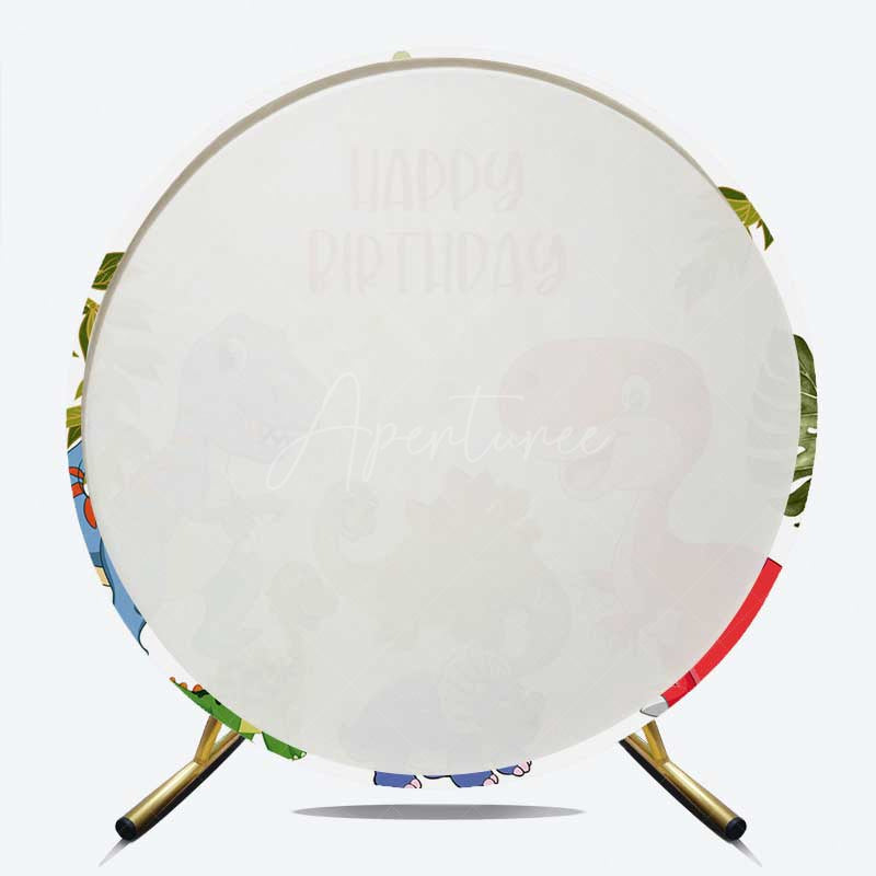Aperturee Aperturee Dinosaur Green Dots Round Birthday Backdrop For Boy