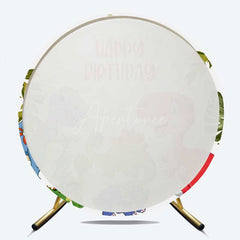 Aperturee Aperturee Dinosaur Green Dots Round Birthday Backdrop For Boy