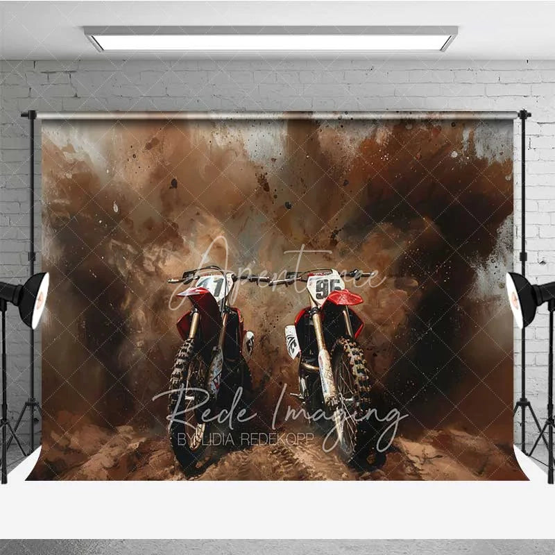 Aperturee - Aperturee Dirt Bike Motocross Racing Photography Backdrop Mud Splash Off Road Motorcycle Art Background
