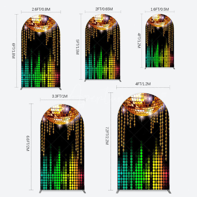 Aperturee - Aperturee Disco Ball Dance Party Bokeh Retro Arch Backdrop