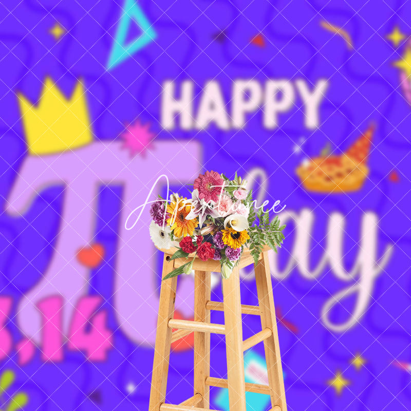 Aperturee - Aperturee Disco Ball Purple Blue Lines Happy Pi Day Backdrop