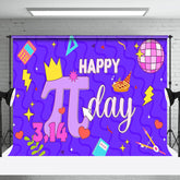 Aperturee - Aperturee Disco Ball Purple Blue Lines Happy Pi Day Backdrop