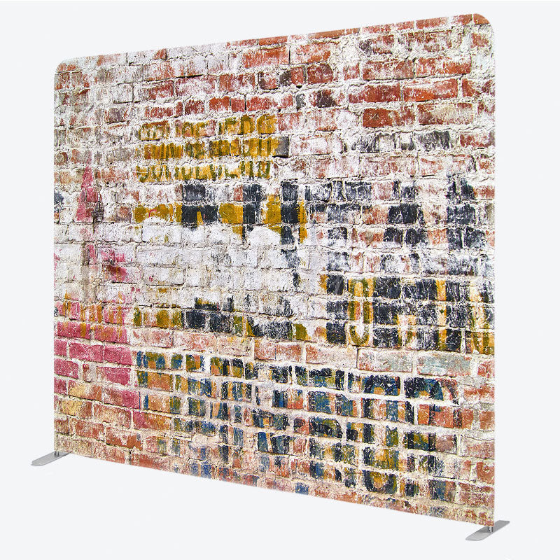 Aperturee - Aperturee Distressed Painted Brick Double-Sided Tension Fabric Backdrop for Industrial Themed Party Urban Photo Booth