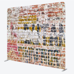 Aperturee - Aperturee Distressed Painted Brick Double-Sided Tension Fabric Backdrop for Industrial Themed Party Urban Photo Booth