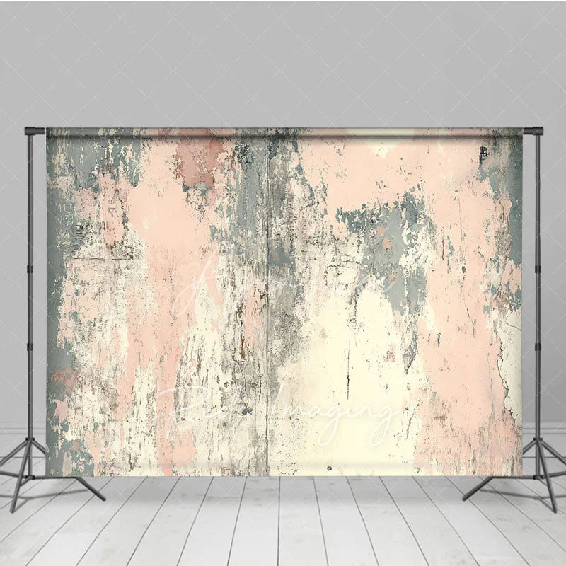 Aperturee - Aperturee Distressed Pink and Grey Retro Wall Backdrop Abstract Peeling Paint Photography Background