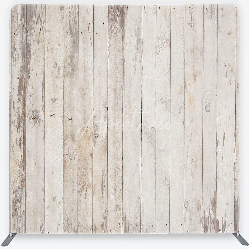 Aperturee - Aperturee Distressed Whitewashed Wood Plank Square Double-Sided Backdrop Rustic Farmhouse Style Photography Background
