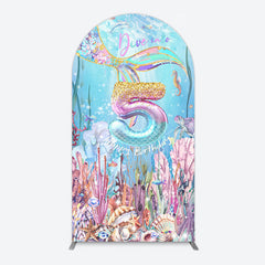 Aperturee - Aperturee Dive In A 5 Mermaid Birthday Glitter Arch Backdrop