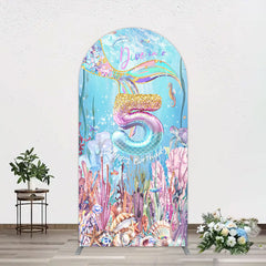 Aperturee - Aperturee Dive In A 5 Mermaid Birthday Glitter Arch Backdrop