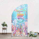 Aperturee - Aperturee Dive In A 5 Mermaid Birthday Glitter Half Moon Arch Backdrop