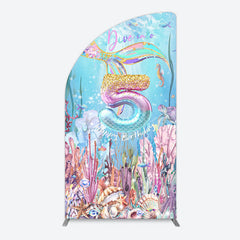 Aperturee - Aperturee Dive In A 5 Mermaid Birthday Glitter Half Moon Arch Backdrop