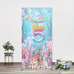 Aperturee - Aperturee Dive In A 5 Mermaid Birthday Glitter Rectangle Backdrop