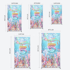 Aperturee - Aperturee Dive In A 5 Mermaid Birthday Glitter Rectangle Backdrop