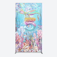 Aperturee - Aperturee Dive In A 5 Mermaid Birthday Glitter Rectangle Backdrop