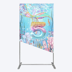 Aperturee - Aperturee Dive In A 5 Mermaid Birthday Glitter Rectangle Backdrop