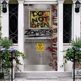 Aperturee - Aperturee Do Not Open Zombies Halloween Door Cover Spooky Bloody Hands and Biohazard Sign Haunted House Party Decor Prop