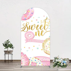 Aperturee - Aperturee Donuts Candyland Sweet One Birthday Arch Backdrop