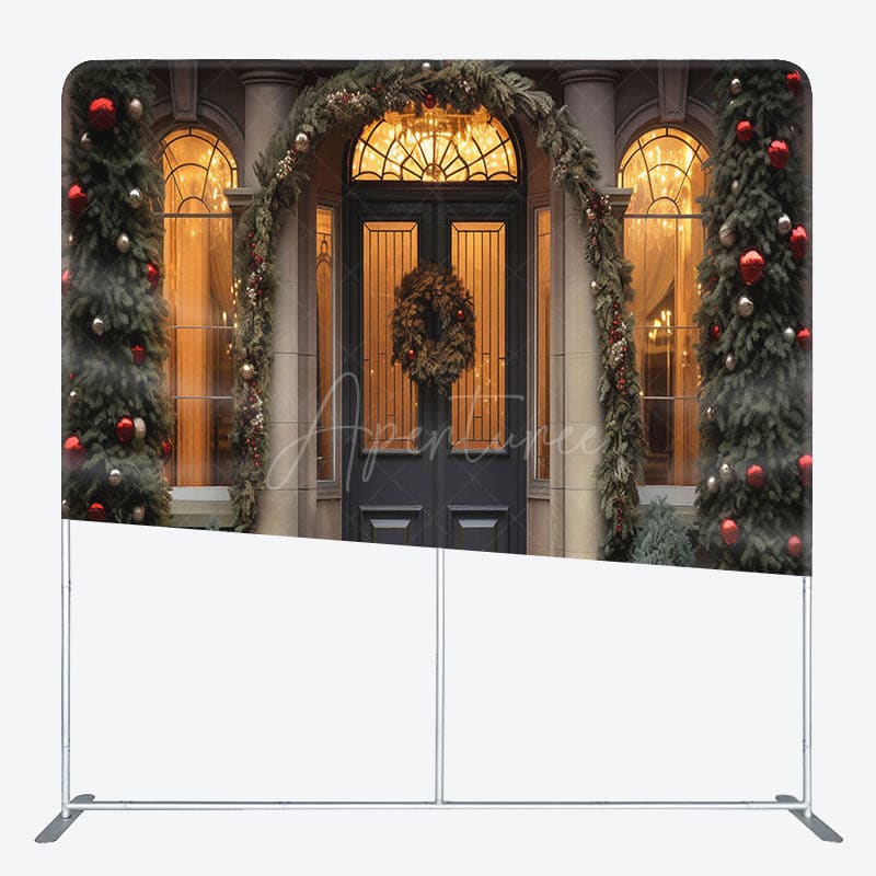 Aperturee - Aperturee Door Wreath Pine Deco Christmas Pillow Case Backdrop