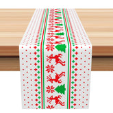 Aperturee - Aperturee Dots Elk Christmas Tree Snowflake Xmas Table Runner