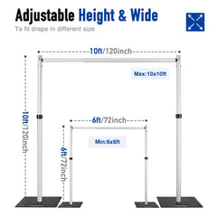 Aperturee - Aperturee Double Crossbar 10x10ft Adjustable Pipe And Drape Frame