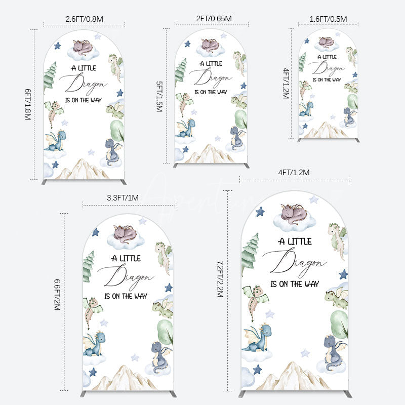 Aperturee - Aperturee Dragon On The Way Baby Shower Arch Backdrop