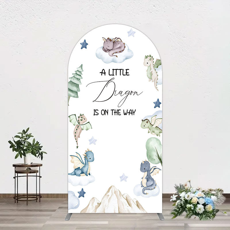 Aperturee - Aperturee Dragon On The Way Baby Shower Arch Backdrop