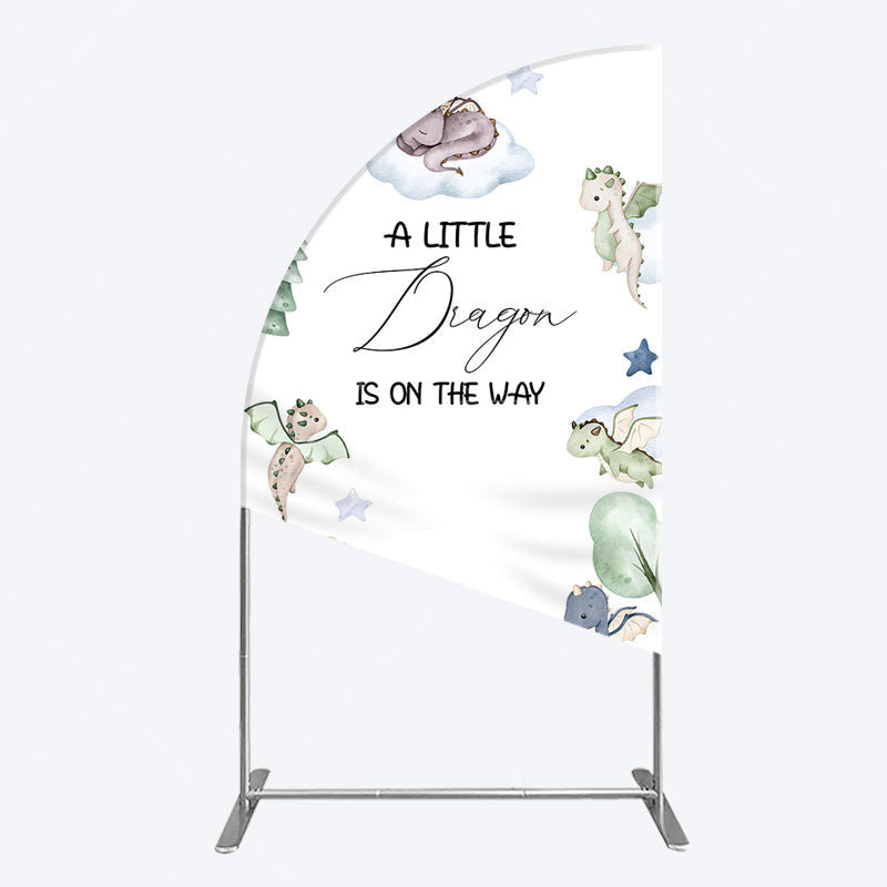 Aperturee - Aperturee Dragon On The Way Baby Shower Half Moon Arch Backdrop