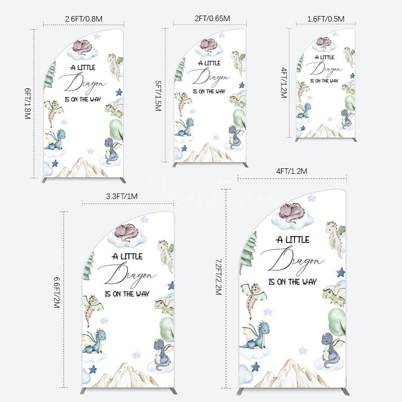 Aperturee - Aperturee Dragon On The Way Baby Shower Half Moon Arch Backdrop