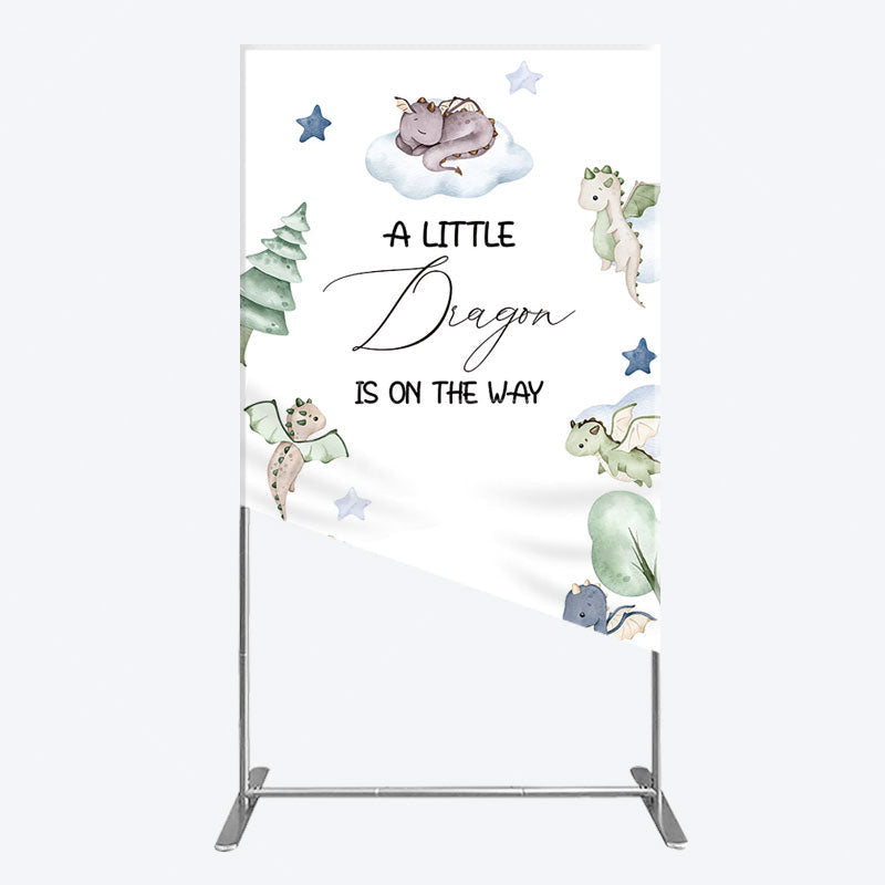 Aperturee - Aperturee Dragon On The Way Baby Shower Rectangle Backdrop
