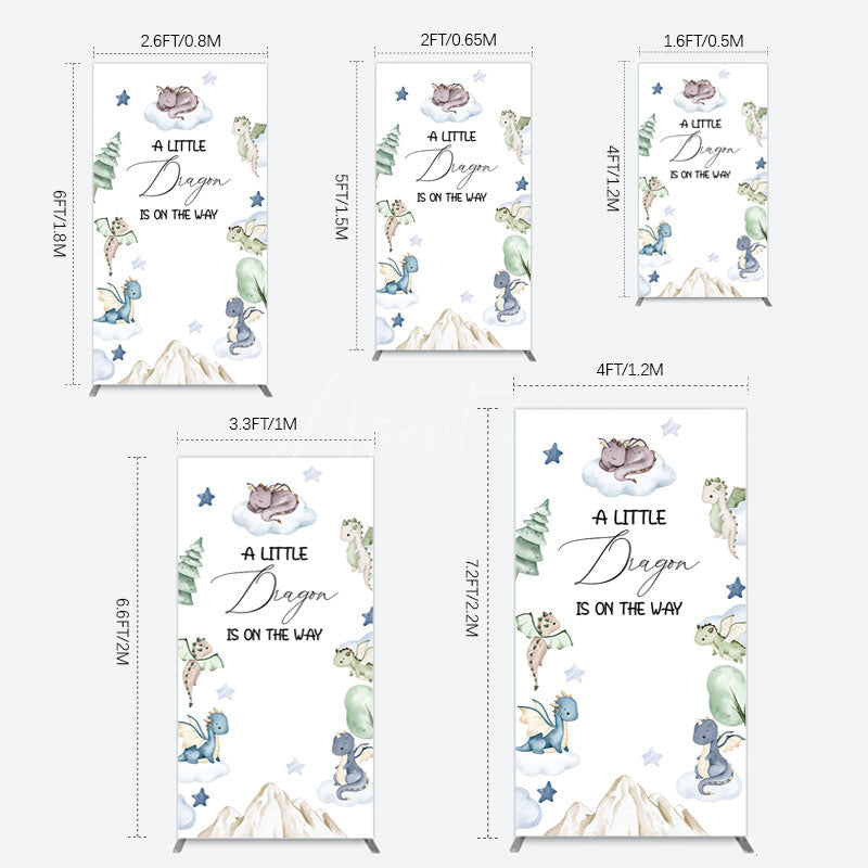 Aperturee - Aperturee Dragon On The Way Baby Shower Rectangle Backdrop