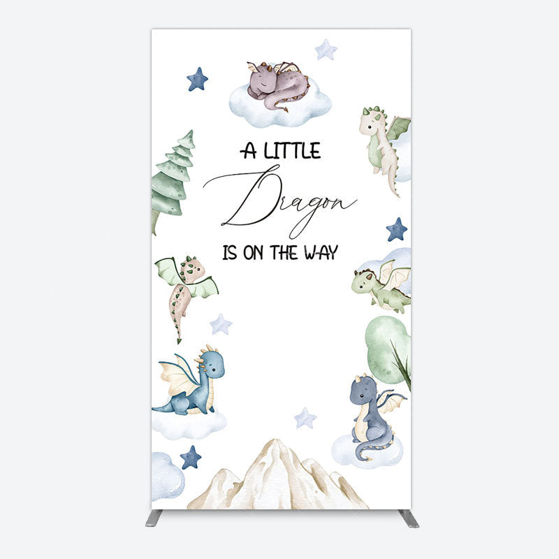 Aperturee - Aperturee Dragon On The Way Baby Shower Rectangle Backdrop