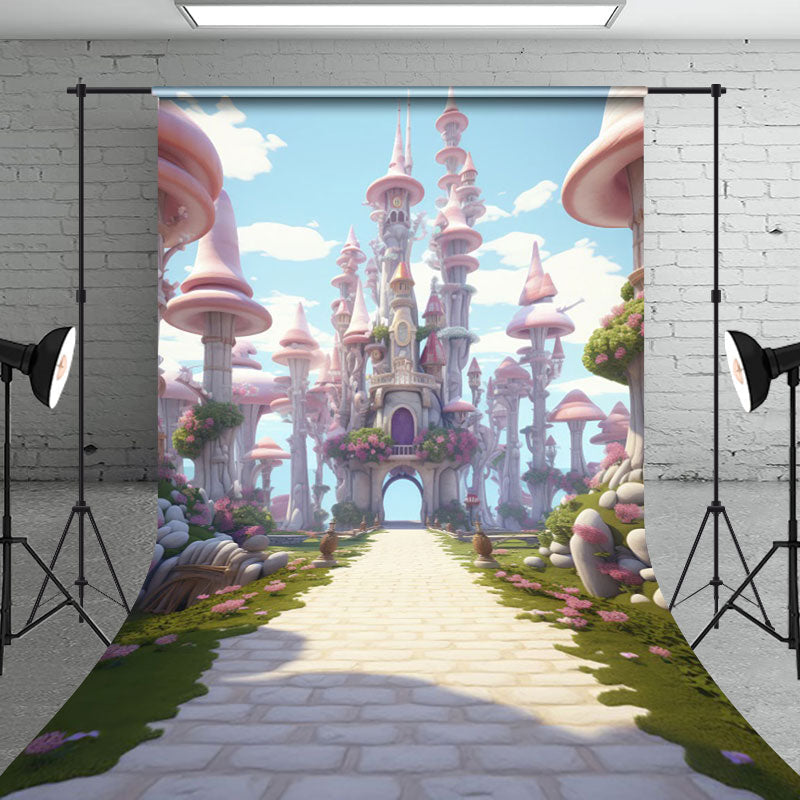 Aperturee - Aperturee Dreamlike Fairy Tale Castle Path Cake Smash Backdrop