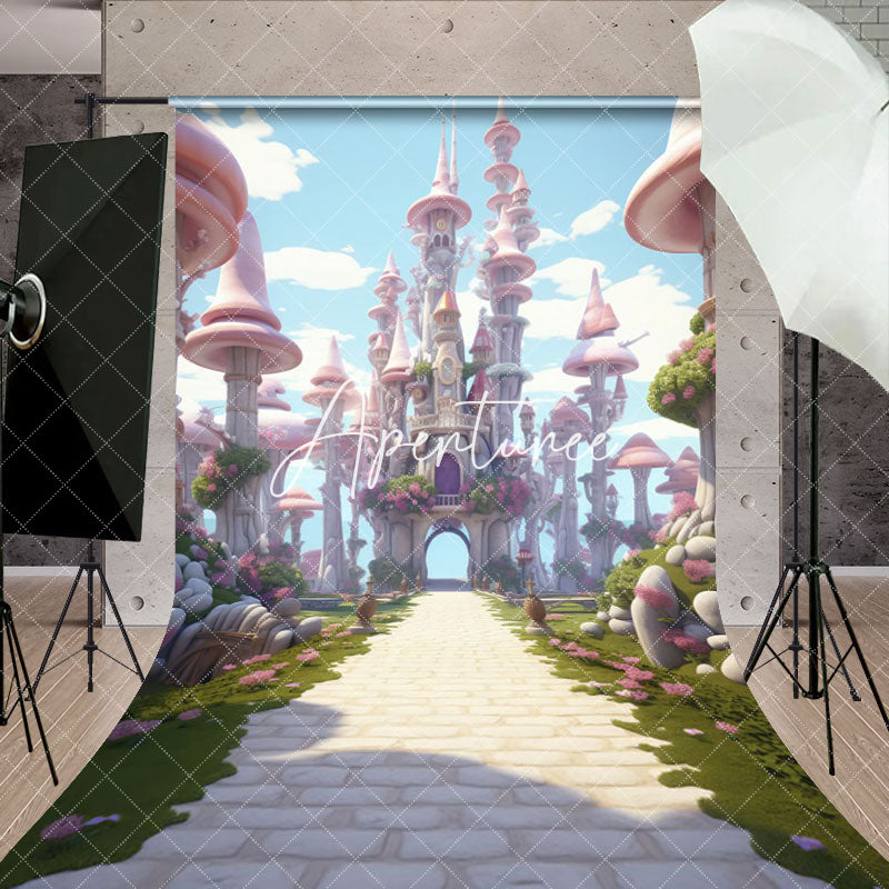 Aperturee - Aperturee Dreamlike Fairy Tale Castle Path Cake Smash Backdrop