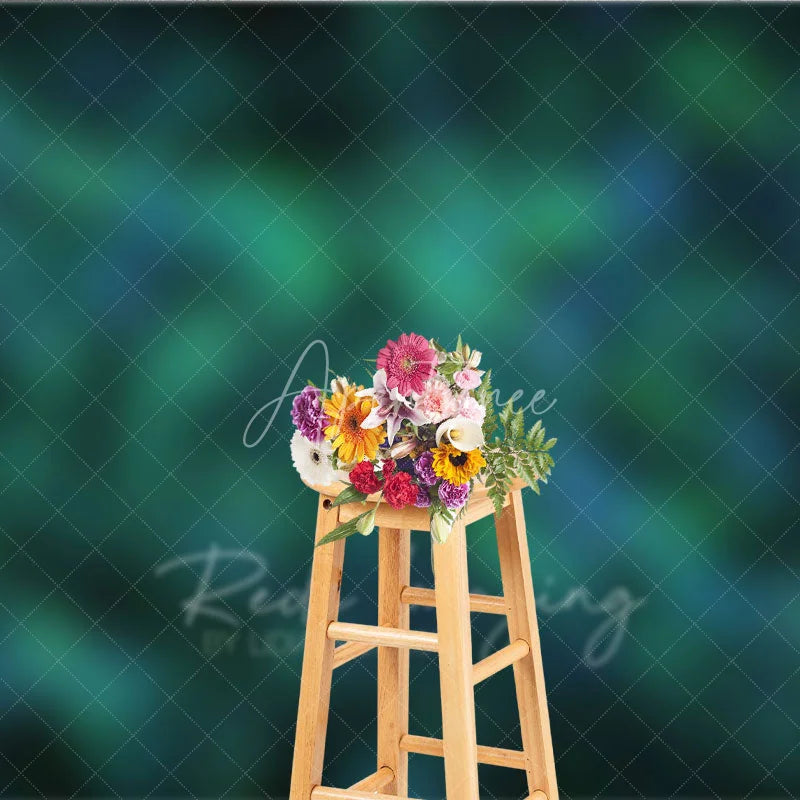 Aperturee - Aperturee Dreamy Abstract Green and Blue Bokeh Photography Backdrop Ethereal Forest Theme for Photo Studio Portraits