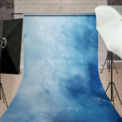 Aperturee - Aperturee Dreamy Blue Abstract Texture Sweep Backdrop Elegant Artistic Photography Background for Portrait Sessions