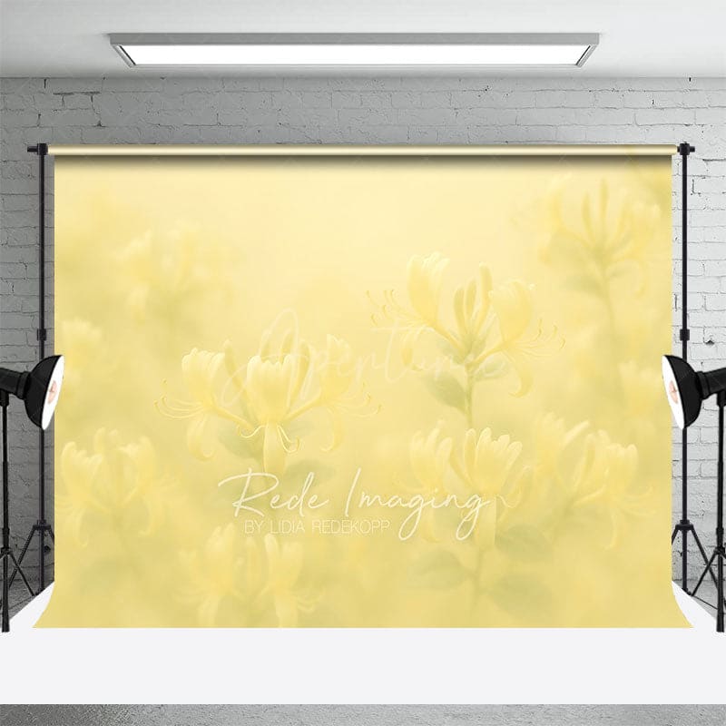 Aperturee - Aperturee Dreamy Floral Yellow Paintings Photography Backdrop