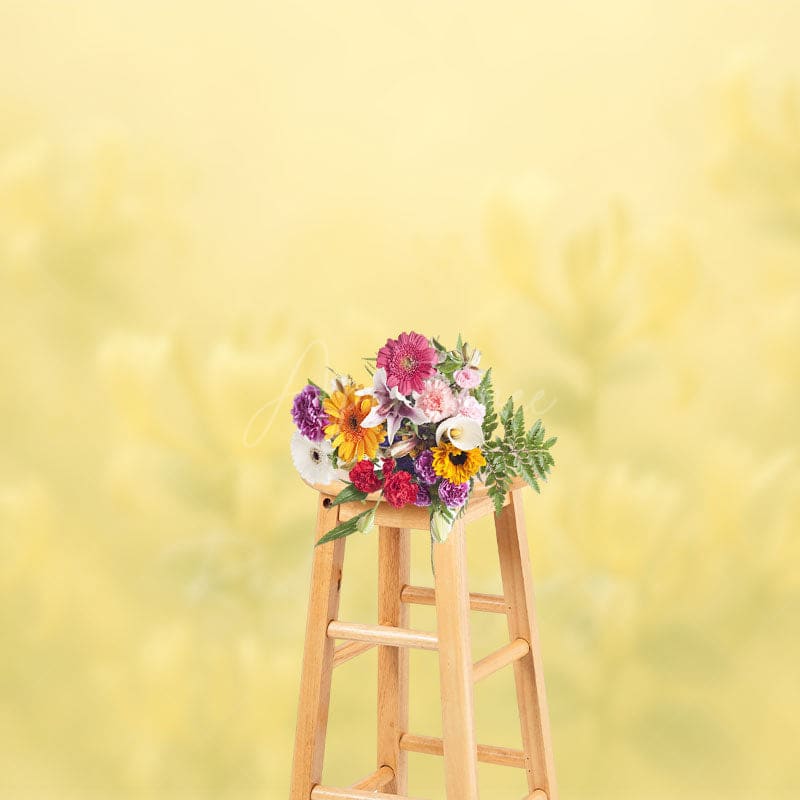 Aperturee - Aperturee Dreamy Floral Yellow Paintings Photography Backdrop