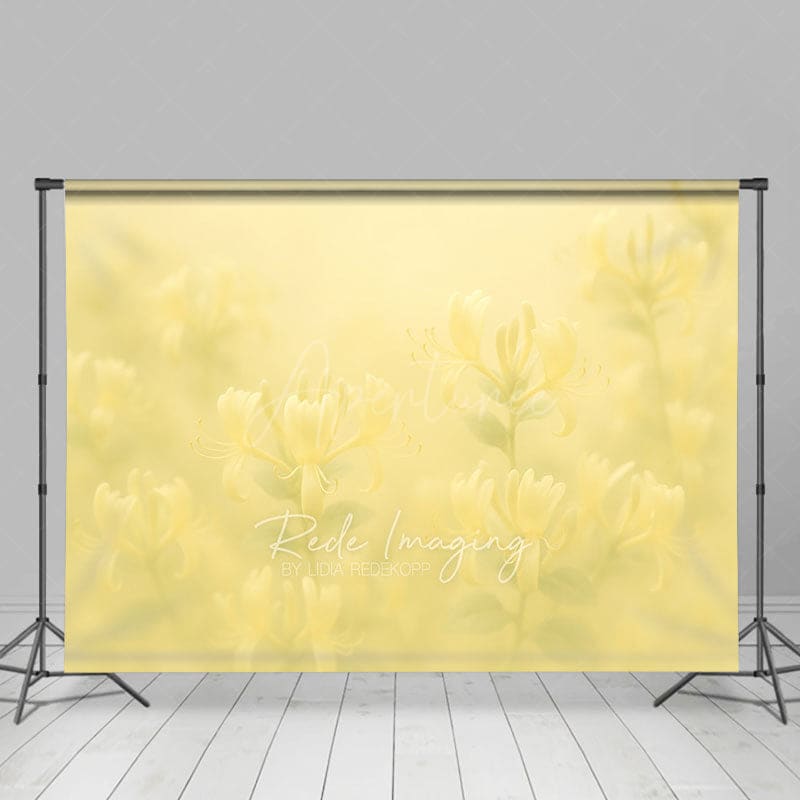 Aperturee - Aperturee Dreamy Floral Yellow Paintings Photography Backdrop