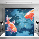 Aperturee Aperturee Dreamy Koi Fish Photography Backdrop Two Goldfish Swimming in a Starry Night Sky Fine Art Japanese Style Prop