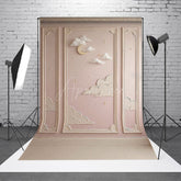 Aperturee Aperturee Dreamy Moon and Clouds Cake Smash Backdrop Pink Wall with Gold Stars Twinkle Twinkle First Birthday Photo Prop