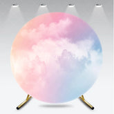 Aperturee - Aperturee Dreamy Pastel Cloud Gradient Round Backdrop Ethereal Pink Purple Blue Sky Photography Background