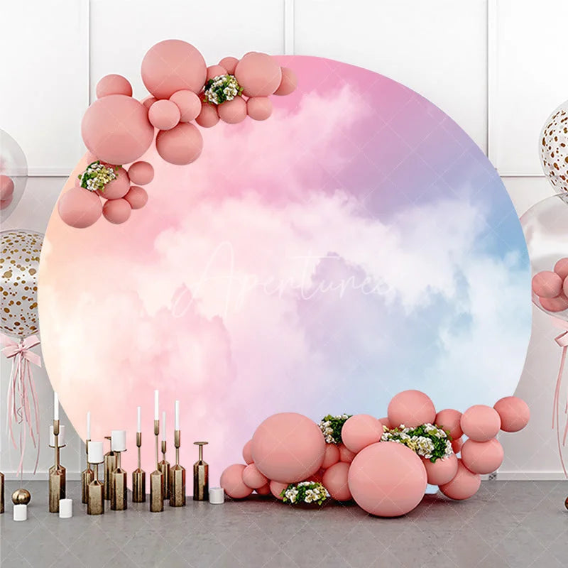 Aperturee - Aperturee Dreamy Pastel Cloud Gradient Round Backdrop Ethereal Pink Purple Blue Sky Photography Background
